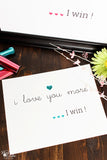 I Love You More, I Win Wall Art Digital Printable - Pink and Blue