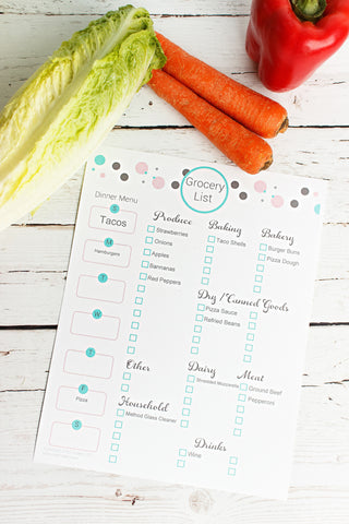 Organized Grocery List Meal Planner Printable