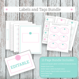 Labels and Tags Bundle - Blue and Pink